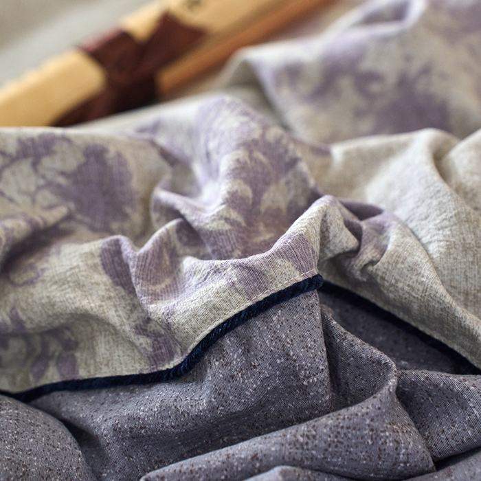 91家纺网 家纺一手货源 找家纺 悦织湾家纺 2025新款复古原麻四件套天然质朴舒适透气轻奢中式床单床笠款床上用品四件套 复古原麻-紫嫣