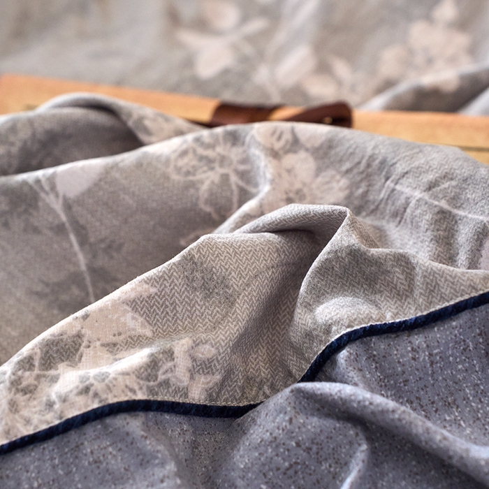 91家纺网 家纺一手货源 找家纺 悦织湾家纺 2025新款复古原麻四件套天然质朴舒适透气轻奢中式床单床笠款床上用品四件套 复古原麻-淡紫微光