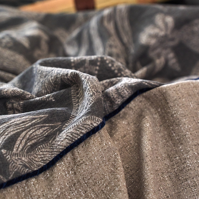 91家纺网 家纺一手货源 找家纺 悦织湾家纺 2025新款复古原麻四件套天然质朴舒适透气轻奢中式床单床笠款床上用品四件套 复古原麻-墨然生香