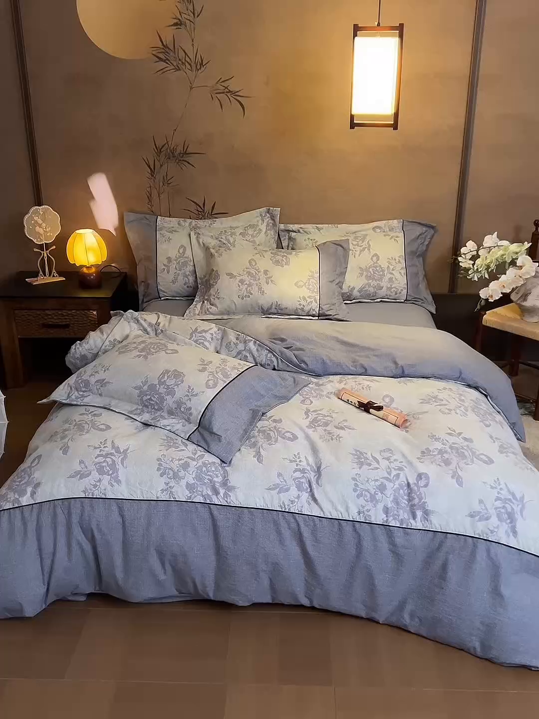 91家纺网 家纺一手货源 找家纺 悦织湾家纺 2025新款复古原麻四件套天然质朴舒适透气轻奢中式床单床笠款床上用品四件套 复古原麻-紫嫣