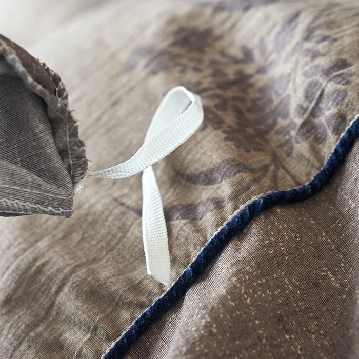 91家纺网 家纺一手货源 找家纺 悦织湾家纺 2025新款复古原麻四件套天然质朴舒适透气轻奢中式床单床笠款床上用品四件套 复古原麻-木槿咖