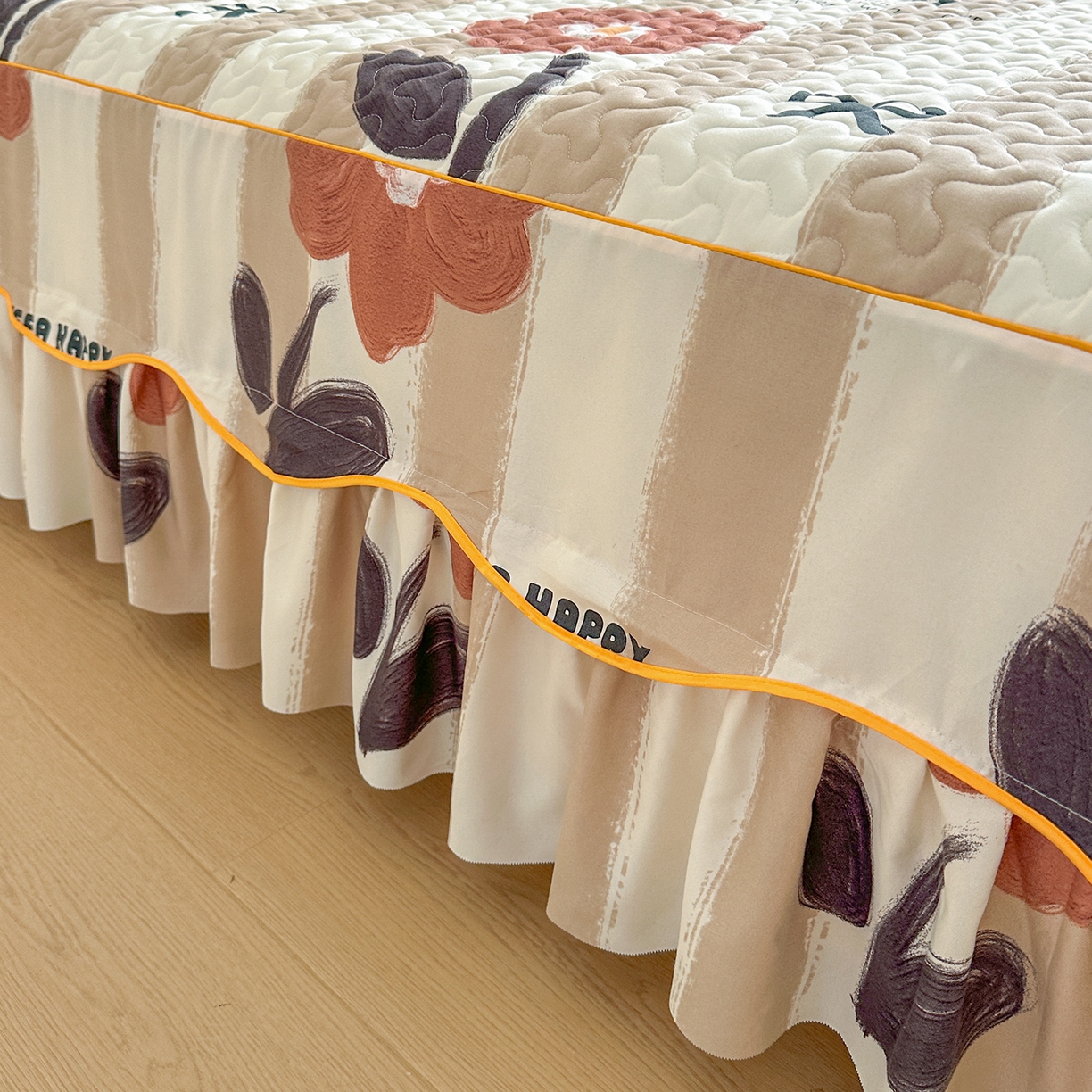 91家纺网 家纺一手货源 找家纺 笠裙家纺 2025新款磨毛夹棉S边单件三件套韩版防滑床裙单床裙床裙单件 宠爱