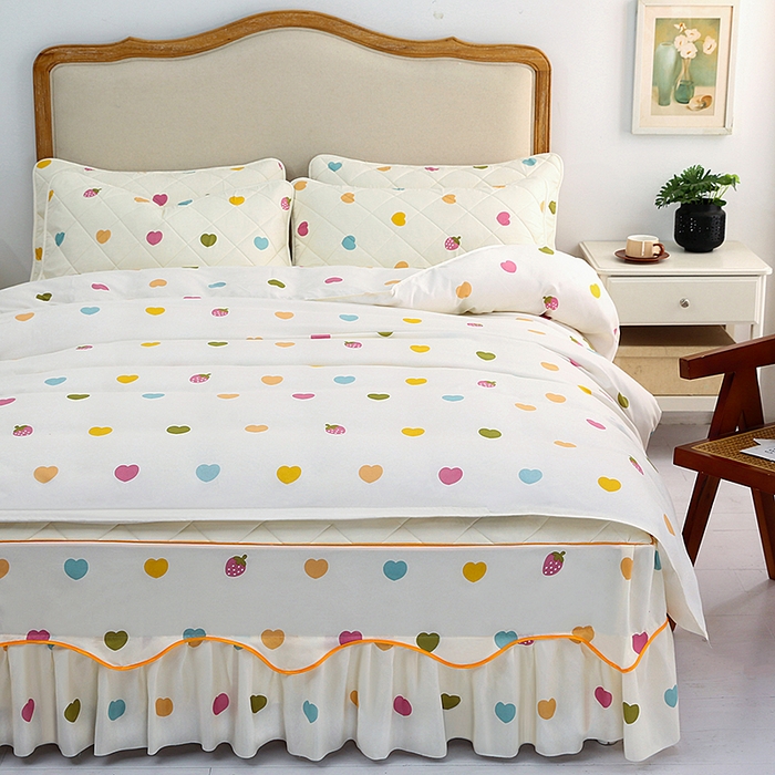 91家纺网 家纺一手货源 找家纺 笠裙家纺 2025新款磨毛夹棉S边单件三件套韩版防滑床裙单床裙床裙单件 纯爱