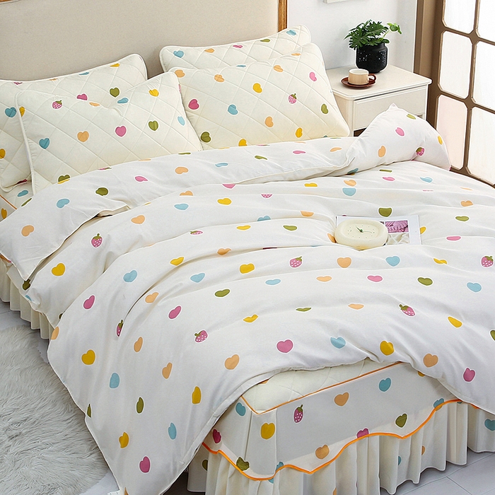 91家纺网 家纺一手货源 找家纺 笠裙家纺 2025新款磨毛夹棉S边单件三件套韩版防滑床裙单床裙床裙单件 纯爱