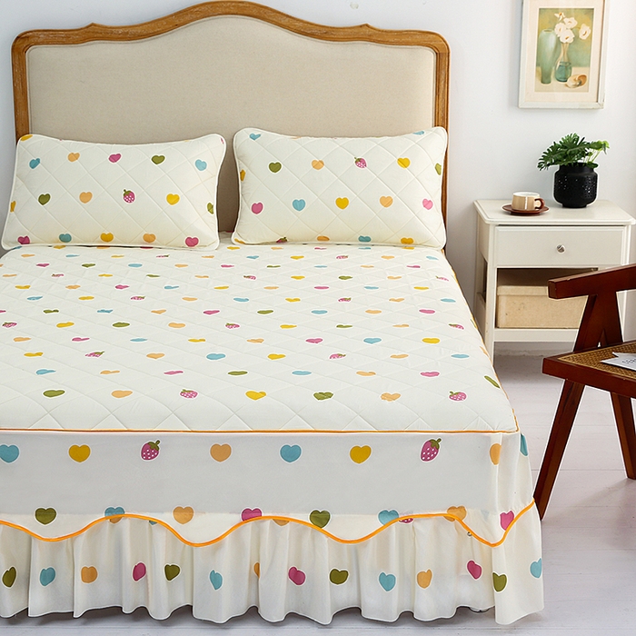 91家纺网 家纺一手货源 找家纺 笠裙家纺 2025新款磨毛夹棉S边单件三件套韩版防滑床裙单床裙床裙单件 纯爱