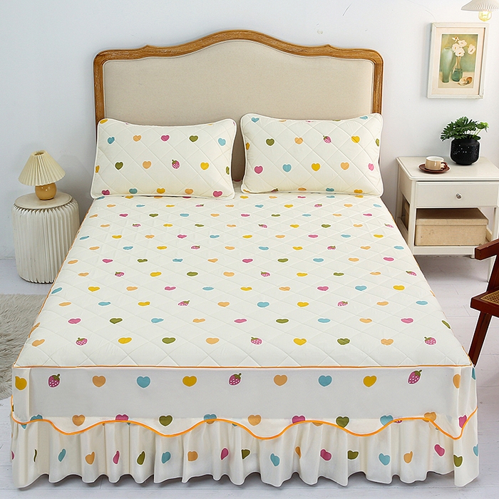 91家纺网 家纺一手货源 找家纺 笠裙家纺 2025新款磨毛夹棉S边单件三件套韩版防滑床裙单床裙床裙单件 纯爱