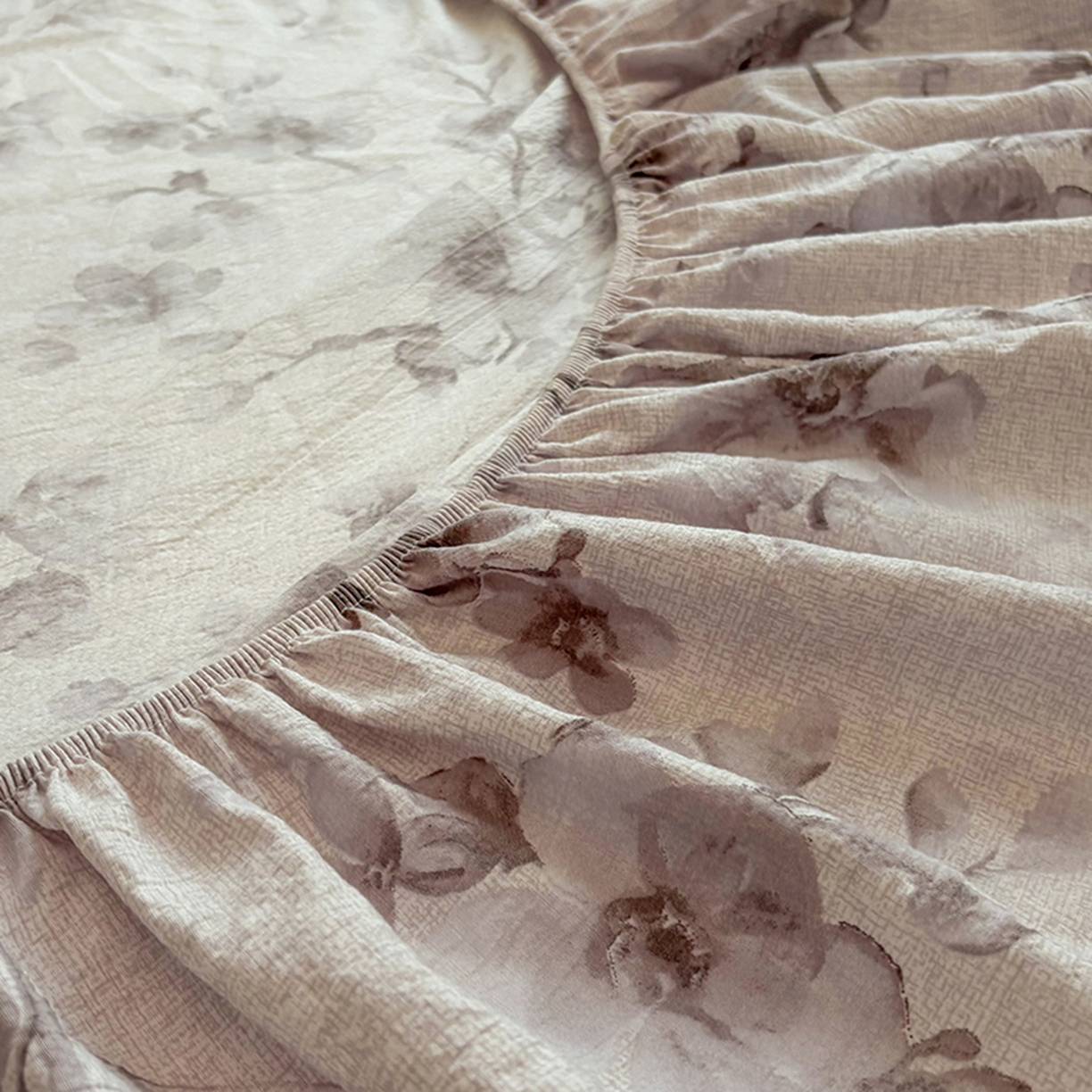 91家纺网 家纺一手货源 找家纺 悦织湾家纺 2025新款复古原麻床笠天然质朴舒适透气轻奢中式典雅精致单床笠床笠单品枕套三件套 复古原麻-漫枝