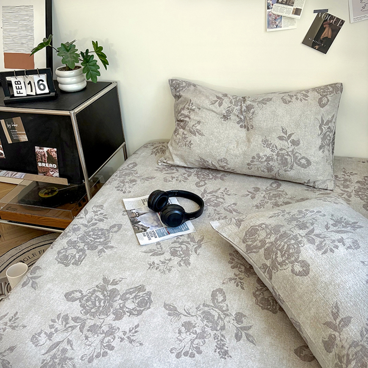 91家纺网 家纺一手货源 找家纺 悦织湾家纺 2025新款复古原麻床笠天然质朴舒适透气轻奢中式典雅精致单床笠床笠单品枕套三件套 复古原麻-灰柏银霜