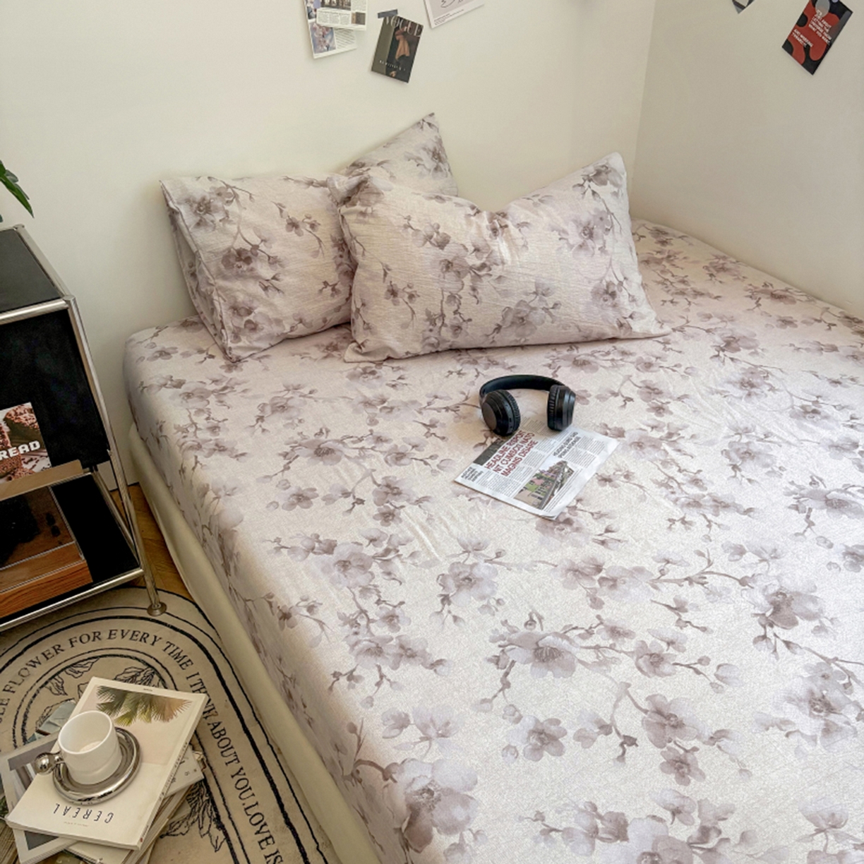 91家纺网 家纺一手货源 找家纺 悦织湾家纺 2025新款复古原麻床笠天然质朴舒适透气轻奢中式典雅精致单床笠床笠单品枕套三件套 复古原麻-漫枝