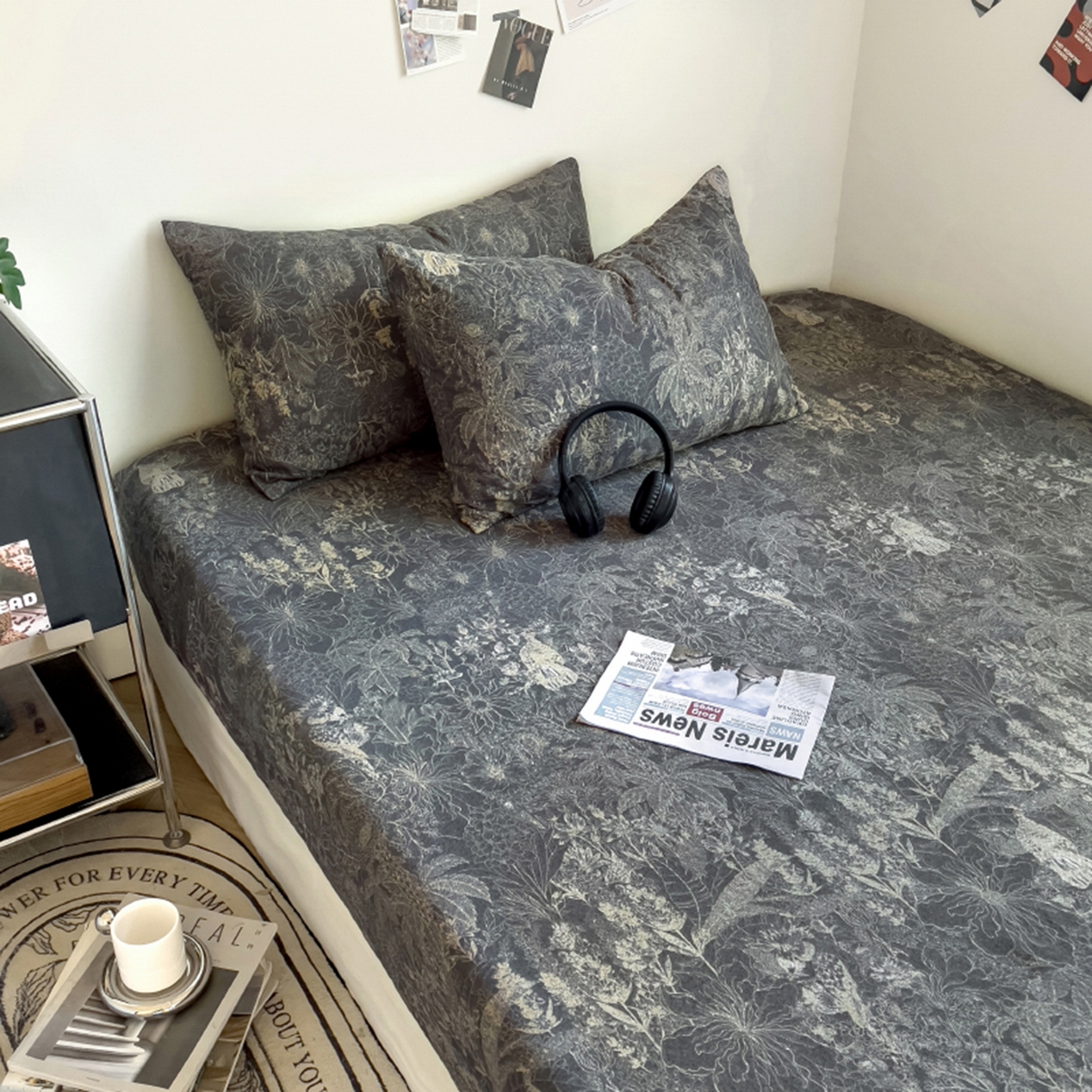 91家纺网 家纺一手货源 找家纺 悦织湾家纺 2025新款复古原麻床笠天然质朴舒适透气轻奢中式典雅精致单床笠床笠单品枕套三件套 复古原麻-铜雀