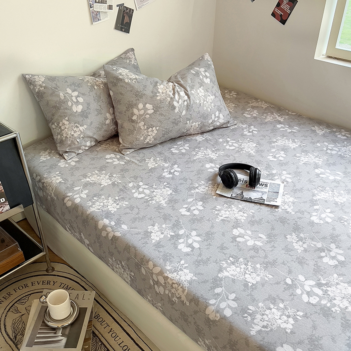 91家纺网 家纺一手货源 找家纺 悦织湾家纺 2025新款复古原麻床笠天然质朴舒适透气轻奢中式典雅精致单床笠床笠单品枕套三件套 复古原麻-淡紫微光