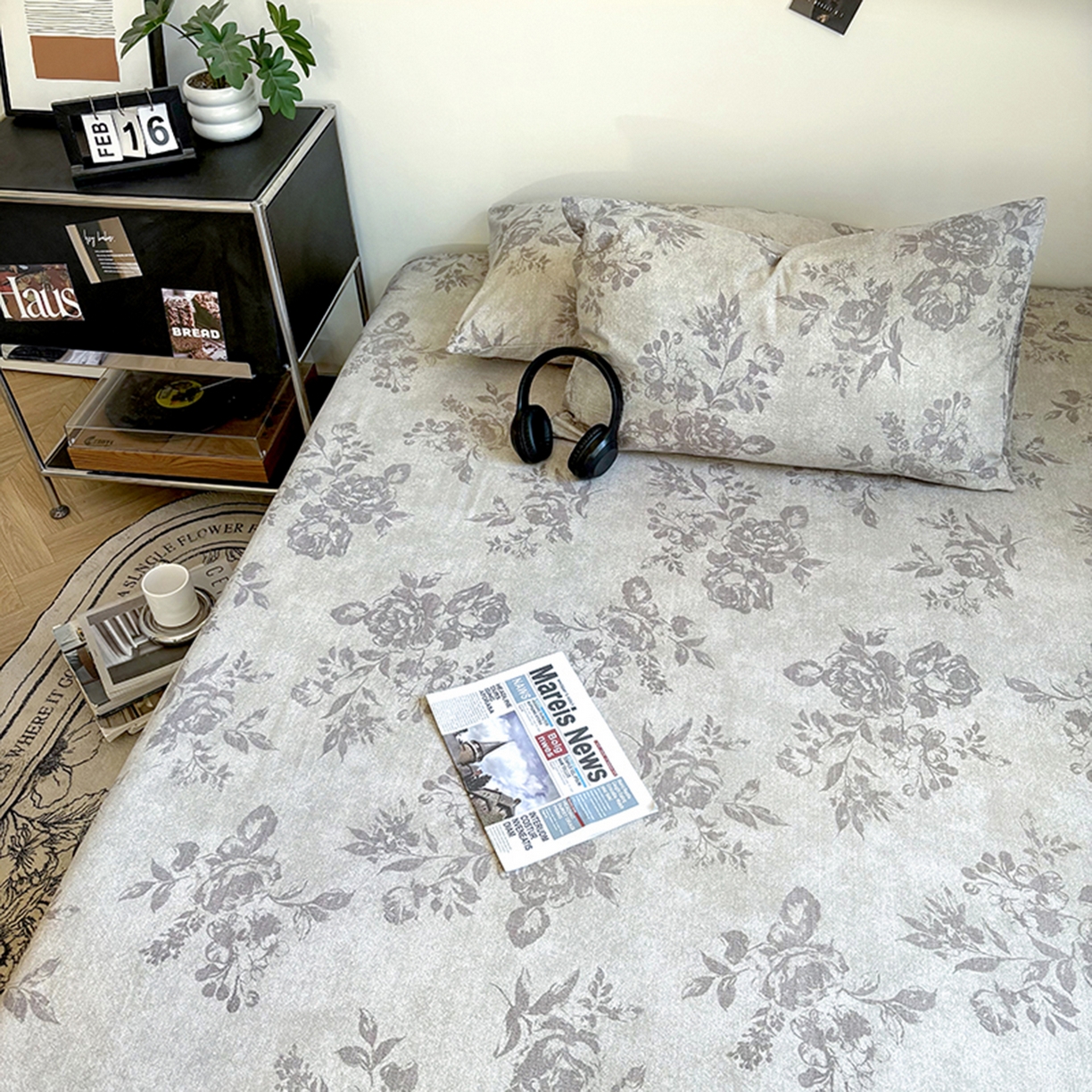 91家纺网 家纺一手货源 找家纺 悦织湾家纺 2025新款复古原麻床笠天然质朴舒适透气轻奢中式典雅精致单床笠床笠单品枕套三件套 复古原麻-灰柏银霜