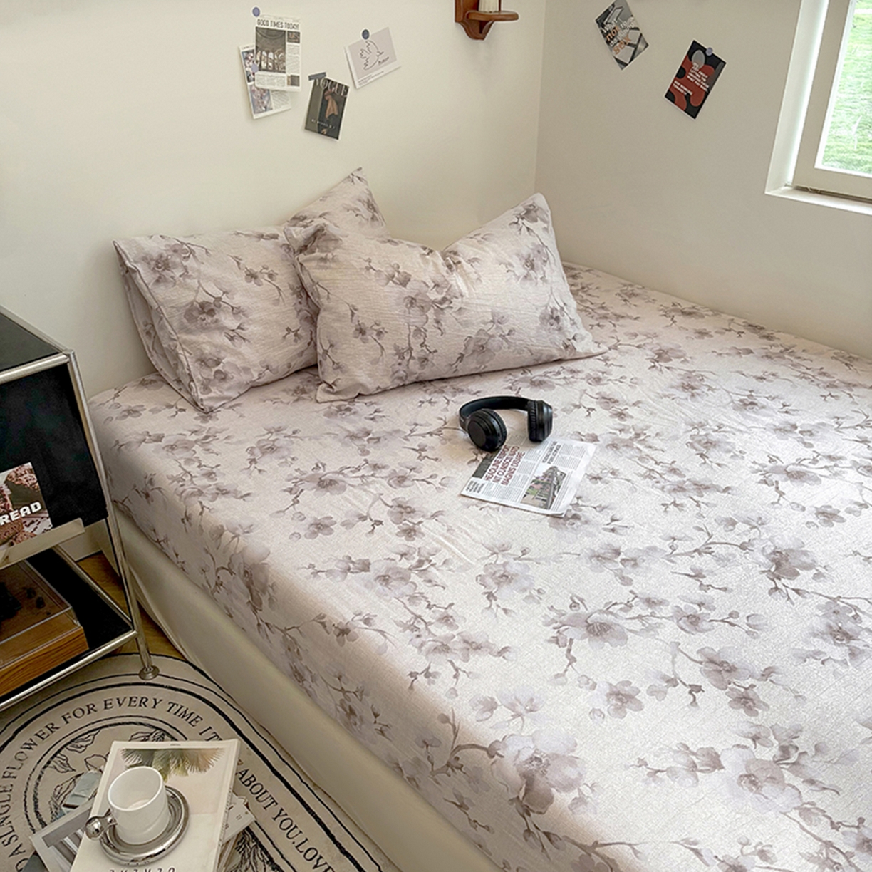 91家纺网 家纺一手货源 找家纺 悦织湾家纺 2025新款复古原麻床笠天然质朴舒适透气轻奢中式典雅精致单床笠床笠单品枕套三件套 复古原麻-漫枝