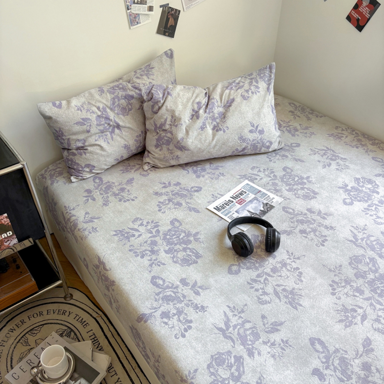 91家纺网 家纺一手货源 找家纺 悦织湾家纺 2025新款复古原麻床笠天然质朴舒适透气轻奢中式典雅精致单床笠床笠单品枕套三件套 复古原麻-紫嫣