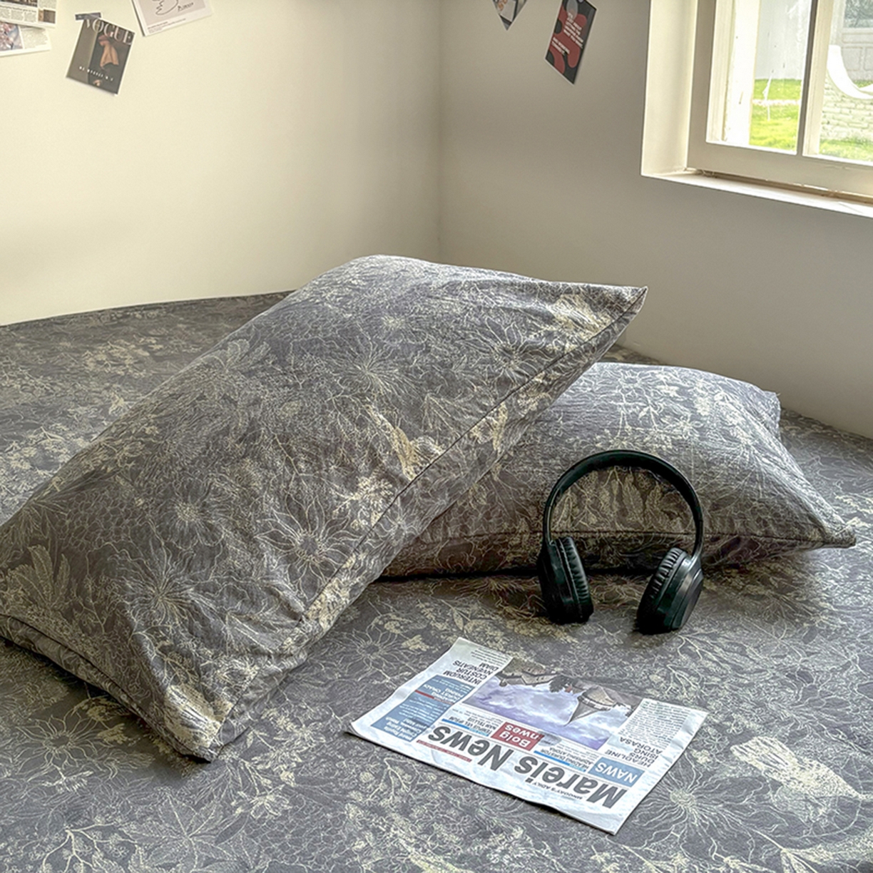 91家纺网 家纺一手货源 找家纺 悦织湾家纺 2025新款复古原麻床笠天然质朴舒适透气轻奢中式典雅精致单床笠床笠单品枕套三件套 复古原麻-铜雀