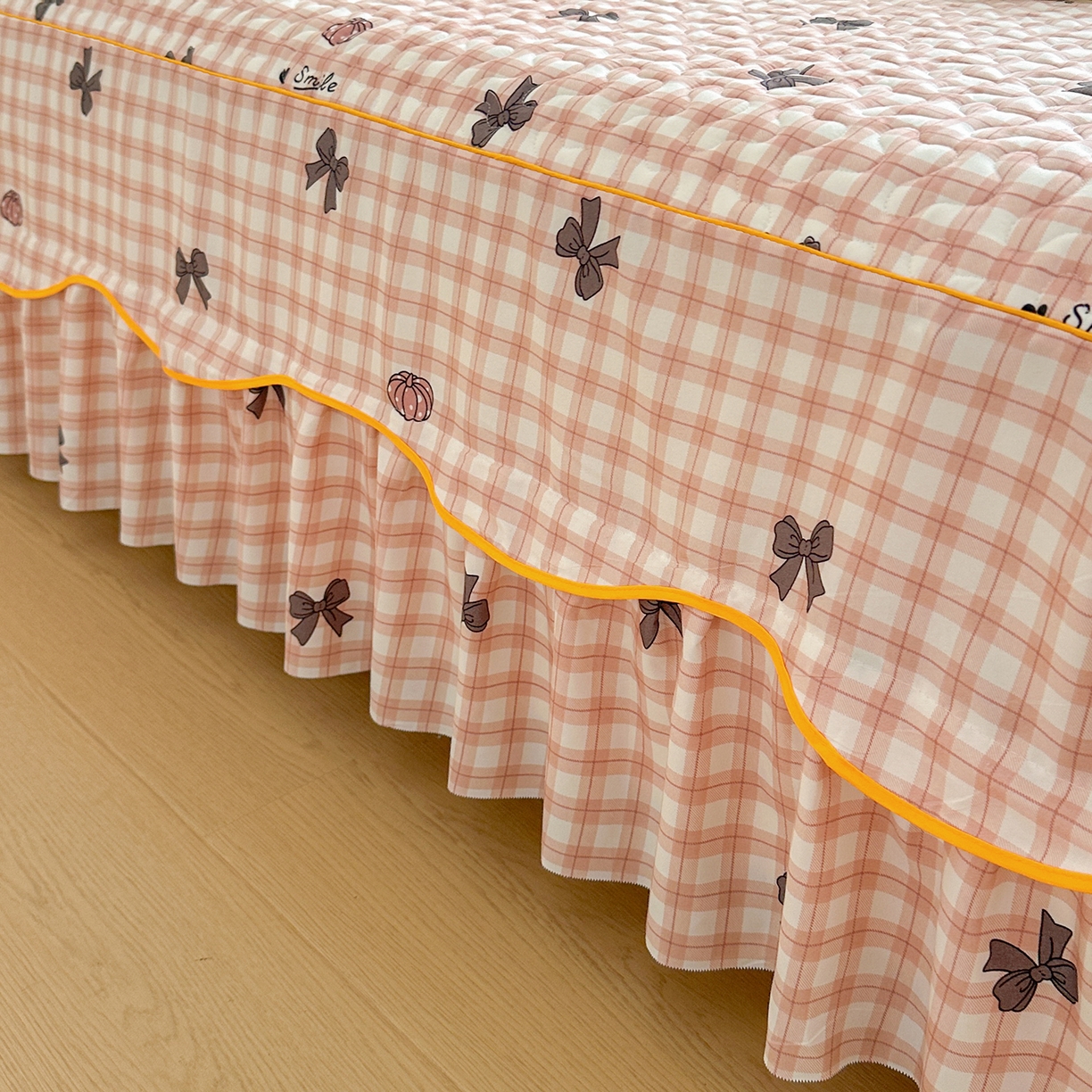 91家纺网 家纺一手货源 找家纺 笠裙家纺 2025新款磨毛夹棉S边单件三件套韩版防滑床裙单床裙床裙单件 蝶恋