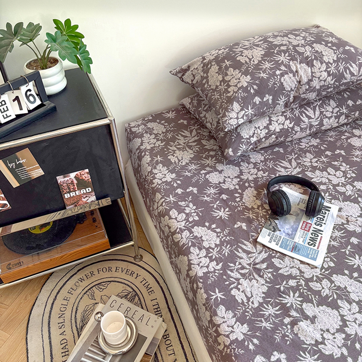 91家纺网 家纺一手货源 找家纺 悦织湾家纺 2025新款复古原麻床笠天然质朴舒适透气轻奢中式典雅精致单床笠床笠单品枕套三件套 复古原麻-山野春花