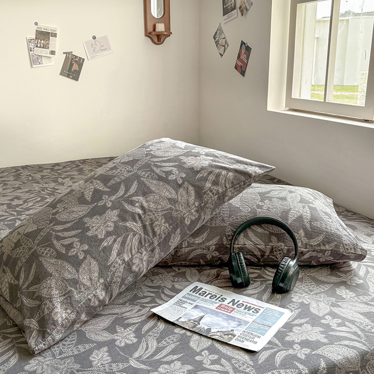 91家纺网 家纺一手货源 找家纺 悦织湾家纺 2025新款复古原麻床笠天然质朴舒适透气轻奢中式典雅精致单床笠床笠单品枕套三件套 复古原麻-墨然生香