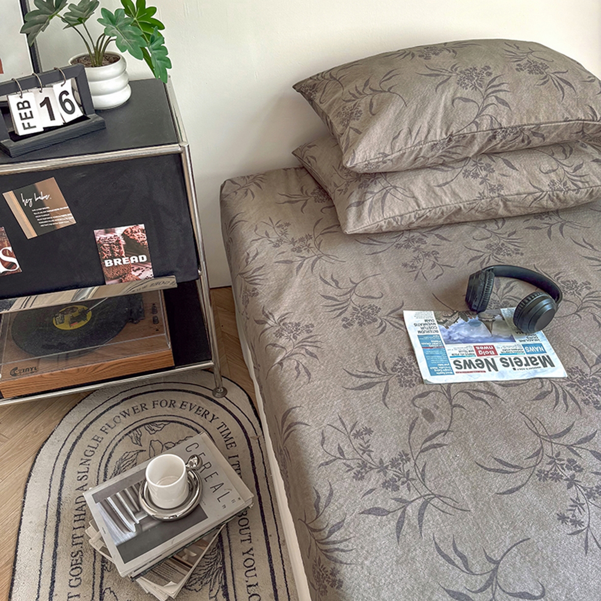 91家纺网 家纺一手货源 找家纺 悦织湾家纺 2025新款复古原麻床笠天然质朴舒适透气轻奢中式典雅精致单床笠床笠单品枕套三件套 复古原麻-木槿咖