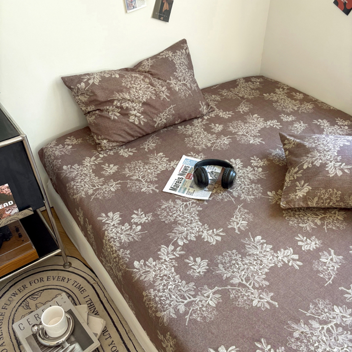 91家纺网 家纺一手货源 找家纺 悦织湾家纺 2025新款复古原麻床笠天然质朴舒适透气轻奢中式典雅精致单床笠床笠单品枕套三件套 复古原麻-锦瑟咖