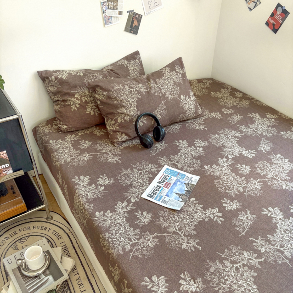 91家纺网 家纺一手货源 找家纺 悦织湾家纺 2025新款复古原麻床笠天然质朴舒适透气轻奢中式典雅精致单床笠床笠单品枕套三件套 复古原麻-锦瑟咖