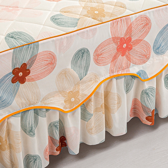 91家纺网 家纺一手货源 找家纺 笠裙家纺 2025新款磨毛夹棉S边单件三件套韩版防滑床裙单床裙床裙单件 多彩生活