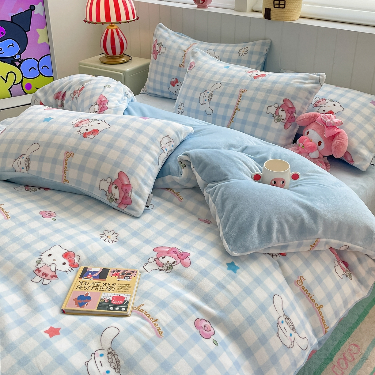 91家纺网 家纺一手货源 找家纺 金爱家 2025新款A类正版三丽鸥授权卡通加厚高克重牛奶绒系列四件套 绒三丽鸥-少女梦