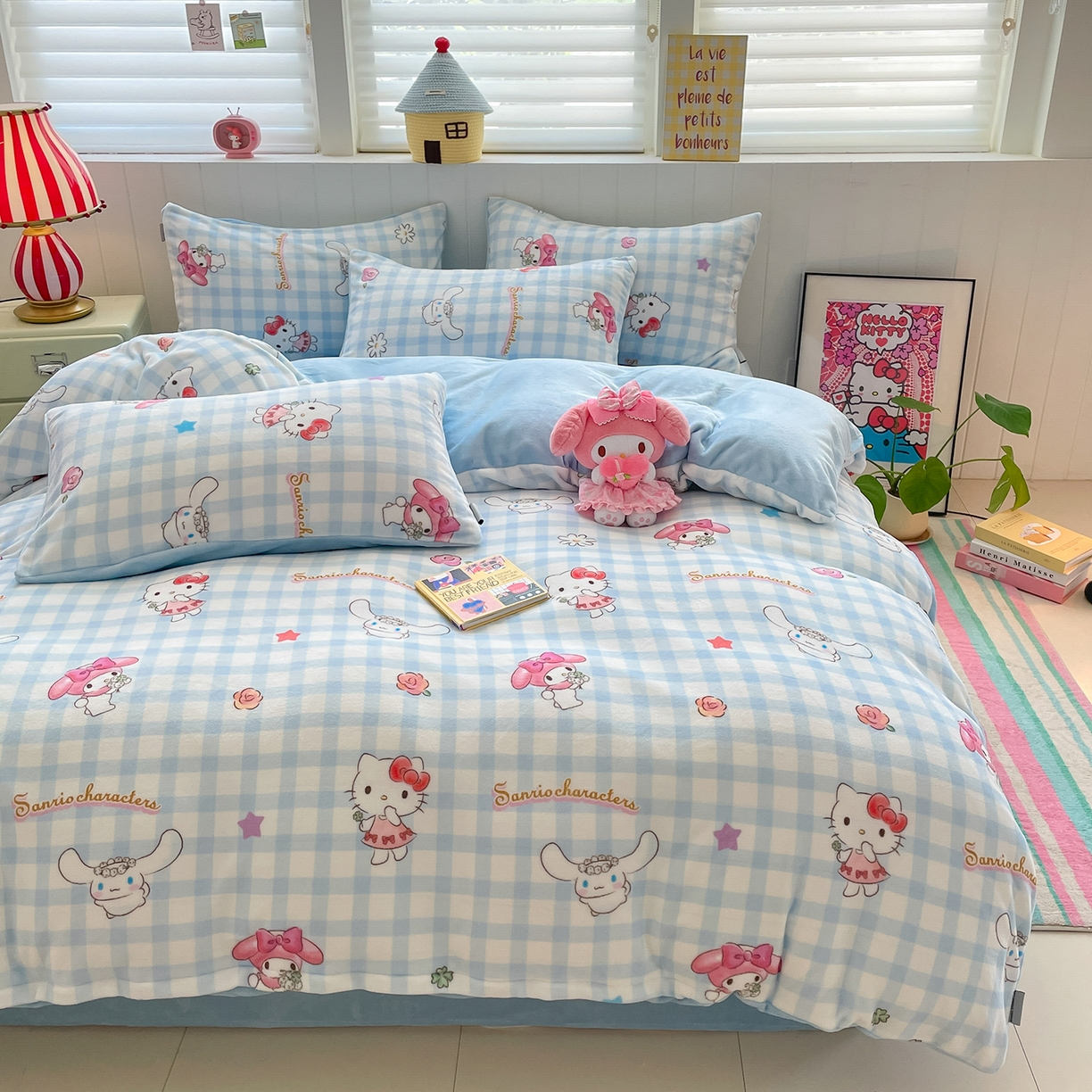 91家纺网 家纺一手货源 找家纺 金爱家 2025新款A类正版三丽鸥授权卡通加厚高克重牛奶绒系列四件套 绒三丽鸥-少女梦