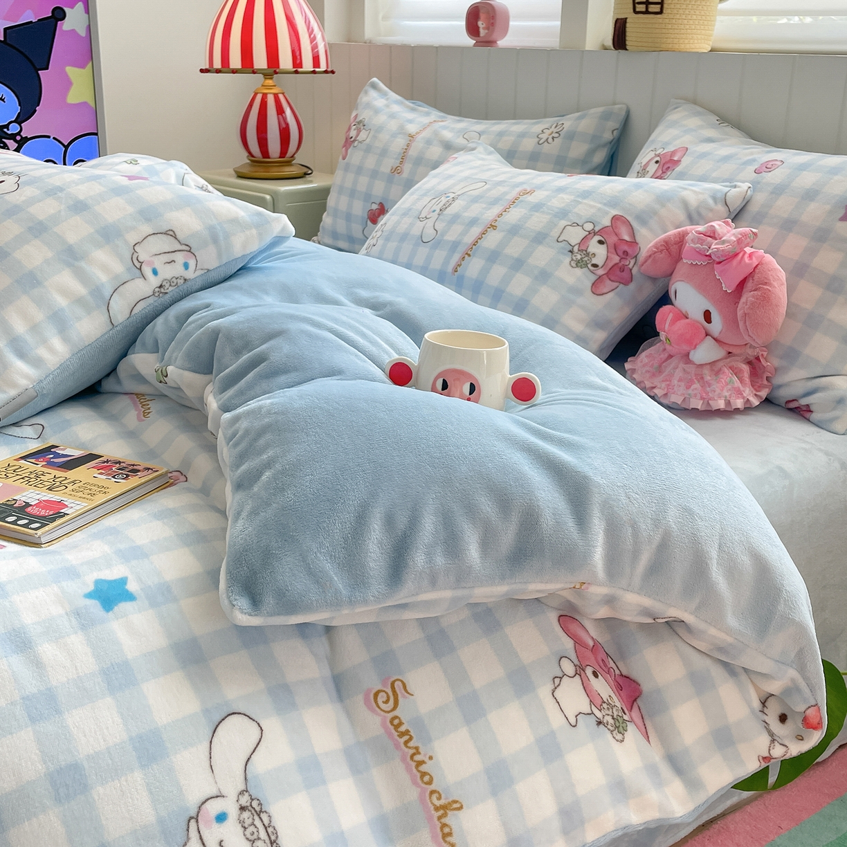 91家纺网 家纺一手货源 找家纺 金爱家 2025新款A类正版三丽鸥授权卡通加厚高克重牛奶绒系列四件套 绒三丽鸥-少女梦