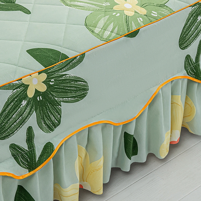 91家纺网 家纺一手货源 找家纺 笠裙家纺 2025新款磨毛夹棉S边单件三件套韩版防滑床裙单床裙床裙单件 花样