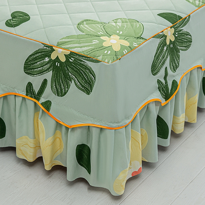 91家纺网 家纺一手货源 找家纺 笠裙家纺 2025新款磨毛夹棉S边单件三件套韩版防滑床裙单床裙床裙单件 花样