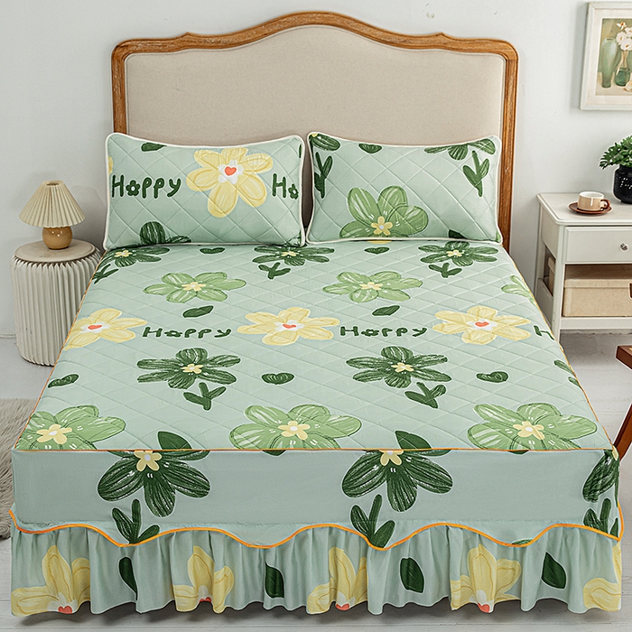 91家纺网 家纺一手货源 找家纺 笠裙家纺 2025新款磨毛夹棉S边单件三件套韩版防滑床裙单床裙床裙单件 花样