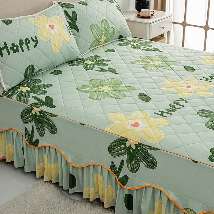 91家纺网 家纺一手货源 找家纺 笠裙家纺 2025新款磨毛夹棉S边单件三件套韩版防滑床裙单床裙床裙单件 花样