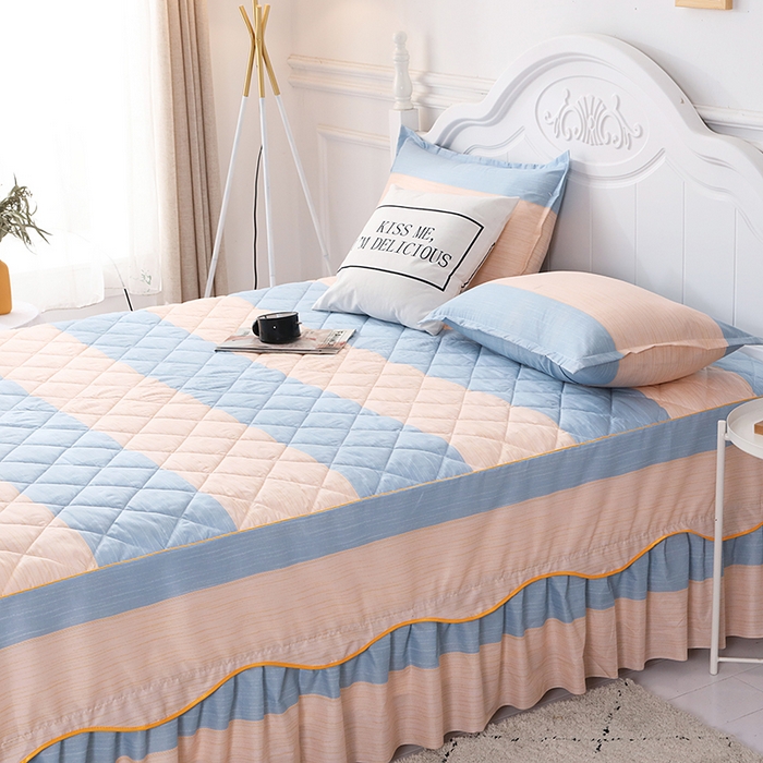 91家纺网 家纺一手货源 找家纺 笠裙家纺 2025新款磨毛夹棉S边单件三件套韩版防滑床裙单床裙床裙单件 简爱