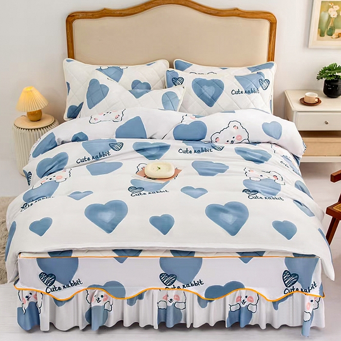 91家纺网 家纺一手货源 找家纺 笠裙家纺 2025新款磨毛夹棉S边单件三件套韩版防滑床裙单床裙床裙单件 可爱