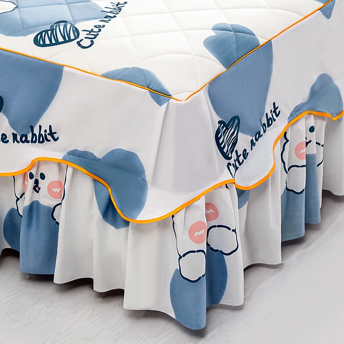 91家纺网 家纺一手货源 找家纺 笠裙家纺 2025新款磨毛夹棉S边单件三件套韩版防滑床裙单床裙床裙单件 可爱