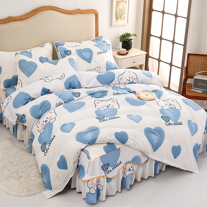 91家纺网 家纺一手货源 找家纺 笠裙家纺 2025新款磨毛夹棉S边单件三件套韩版防滑床裙单床裙床裙单件 可爱