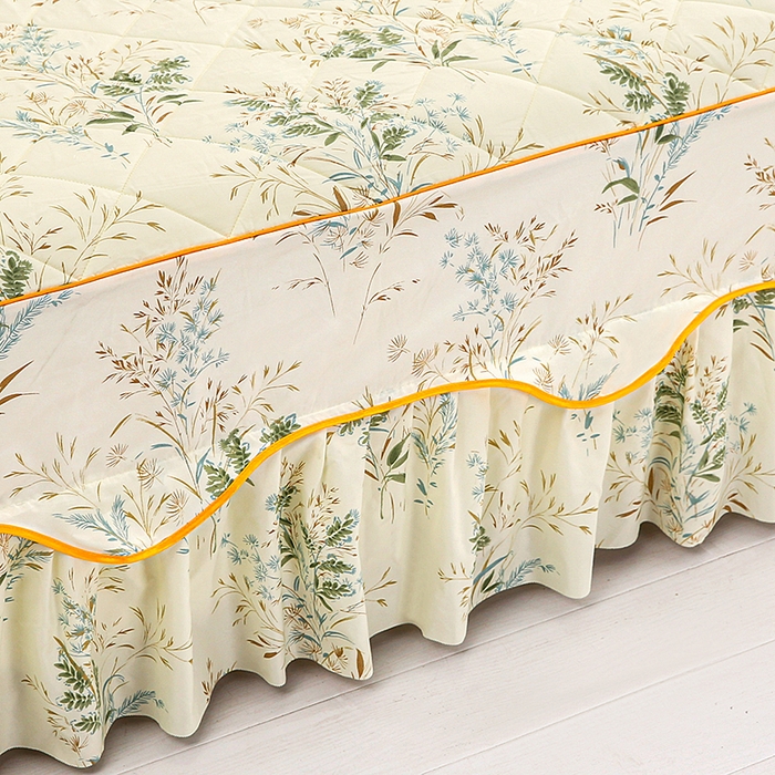 91家纺网 家纺一手货源 找家纺 笠裙家纺 2025新款磨毛夹棉S边单件三件套韩版防滑床裙单床裙床裙单件 麦香