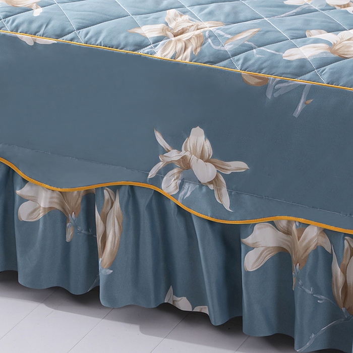 91家纺网 家纺一手货源 找家纺 笠裙家纺 2025新款磨毛夹棉S边单件三件套韩版防滑床裙单床裙床裙单件 清新