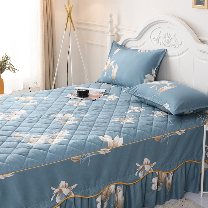 91家纺网 家纺一手货源 找家纺 笠裙家纺 2025新款磨毛夹棉S边单件三件套韩版防滑床裙单床裙床裙单件 清新