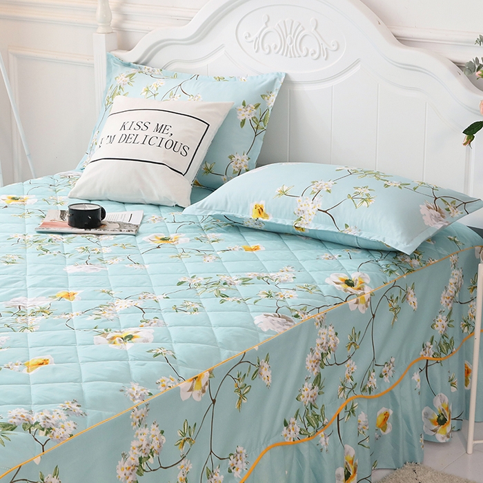 91家纺网 家纺一手货源 找家纺 笠裙家纺 2025新款磨毛夹棉S边单件三件套韩版防滑床裙单床裙床裙单件 情意正浓