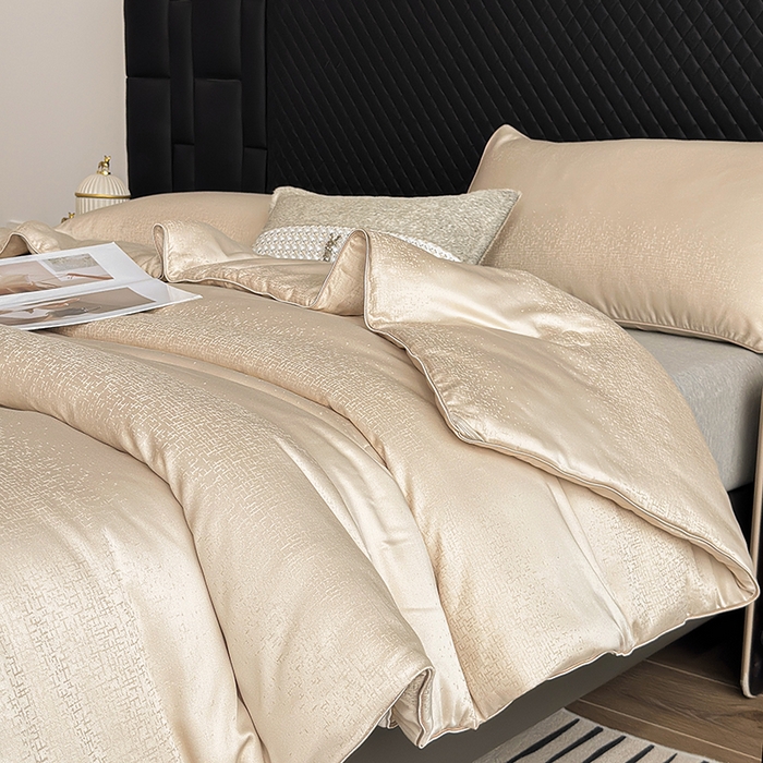 娇逸家居 2025新款60支天丝棉提花贵妇银丝春秋被被子被芯可配同系列枕套床单 繁星咖