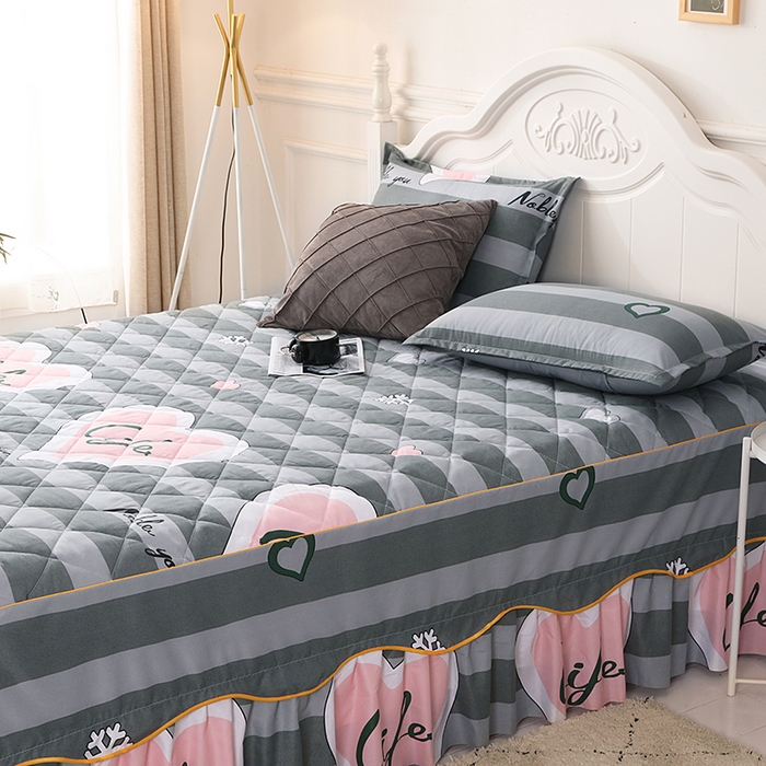 91家纺网 家纺一手货源 找家纺 笠裙家纺 2025新款磨毛夹棉S边单件三件套韩版防滑床裙单床裙床裙单件 生活