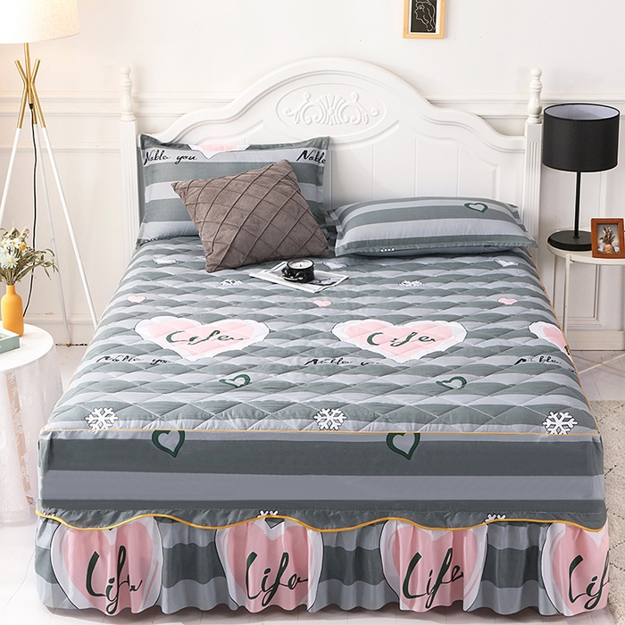 91家纺网 家纺一手货源 找家纺 笠裙家纺 2025新款磨毛夹棉S边单件三件套韩版防滑床裙单床裙床裙单件 生活