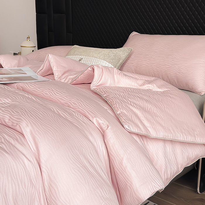 娇逸家居 2025新款60支天丝棉提花贵妇银丝春秋被被子被芯可配同系列枕套床单 露华粉