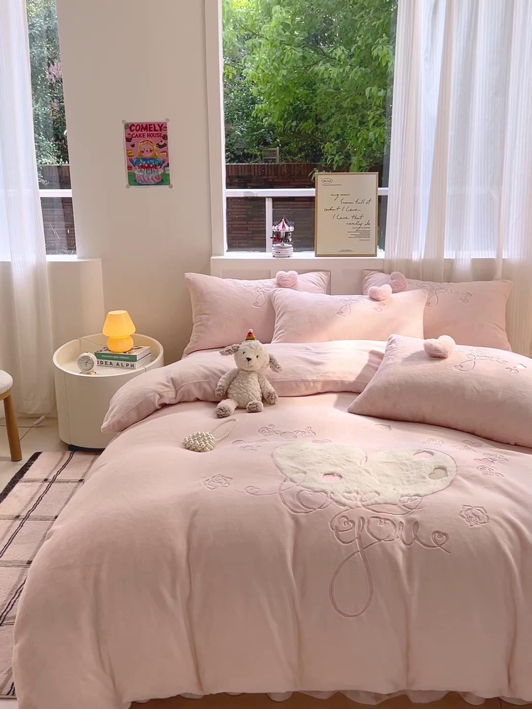 91家纺网 家纺一手货源 找家纺 亲亲公主 2025新款爱心 LOVE YOU 保暖四件套 浅粉玉