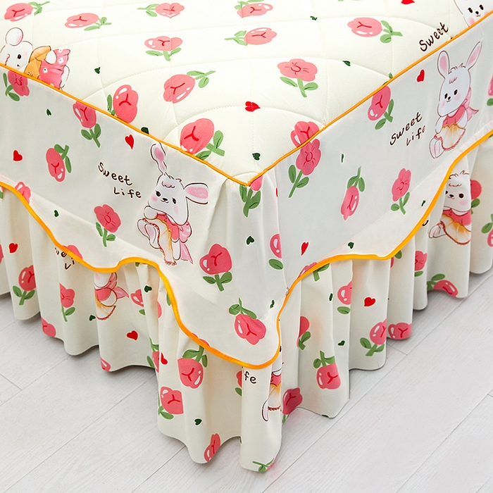 91家纺网 家纺一手货源 找家纺 笠裙家纺 2025新款磨毛夹棉S边单件三件套韩版防滑床裙单床裙床裙单件 小兔