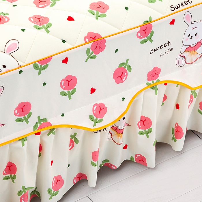 91家纺网 家纺一手货源 找家纺 笠裙家纺 2025新款磨毛夹棉S边单件三件套韩版防滑床裙单床裙床裙单件 小兔