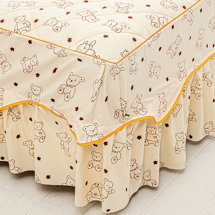 91家纺网 家纺一手货源 找家纺 笠裙家纺 2025新款磨毛夹棉S边单件三件套韩版防滑床裙单床裙床裙单件 小熊