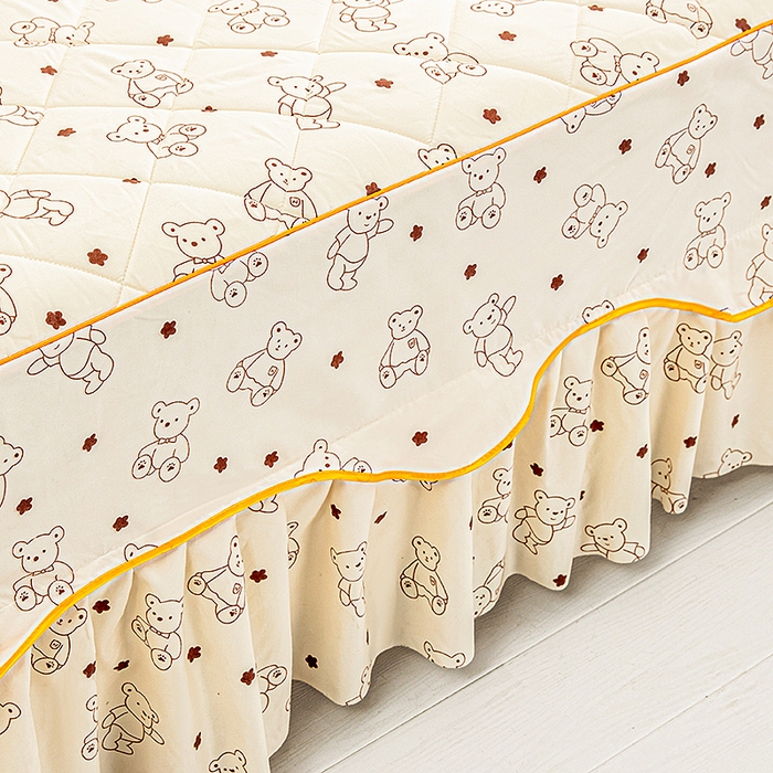 91家纺网 家纺一手货源 找家纺 笠裙家纺 2025新款磨毛夹棉S边单件三件套韩版防滑床裙单床裙床裙单件 小熊